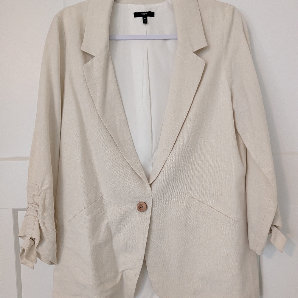 Drew Cream,  Lined Blazer Linen Blend size M